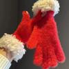 Thickened Knitted Winter Gloves Women's Touchscreen Compatible Fingerless Protector Warm Fleece Lined RChristmas Halloween Glove