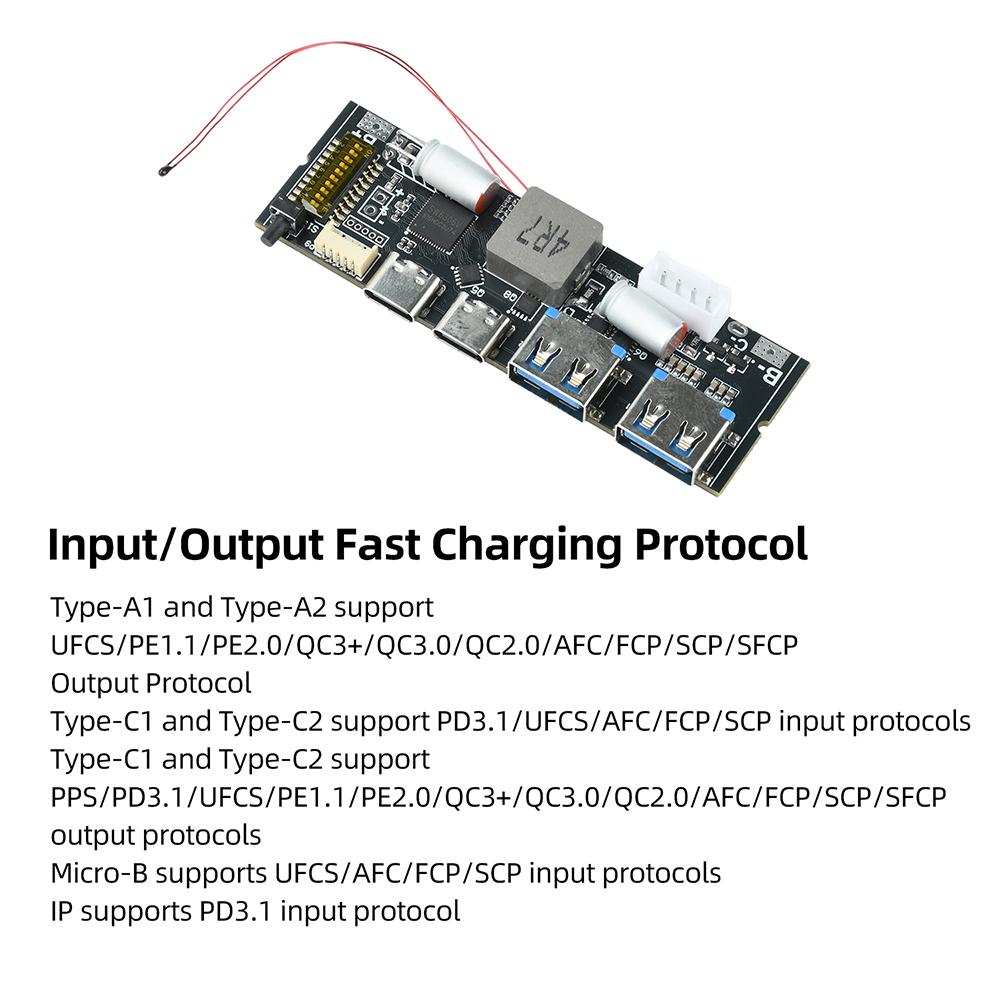 3~5S Power Bank DIY Mainboard PD 100W Bidirectional Fast Charging Module 1.47In TFT Color Screen For Charger Electronic DIY Kit