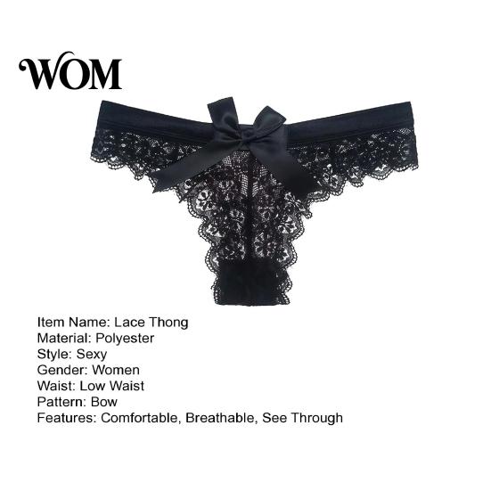 Charming See-through Thong Women's Sexy Sheer Lace Thong, Cheeky See Through Underwear, Soft Comfortable Panties High Waist T Back Stretch with