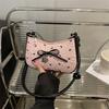 Pink Super Fire Bow Crescent Armpit Bag Women's Summer 2025 New High-end Light Luxury Niche Shoulder Small Square Bag