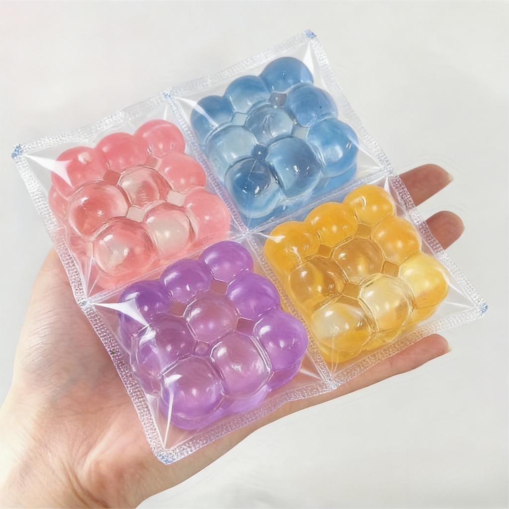 1Pcs Random Color Cube Maltose Squeeze Toy Soft Transparent Stress Relief Bubble Fidget Toy Portable Hand Decompression Toy
