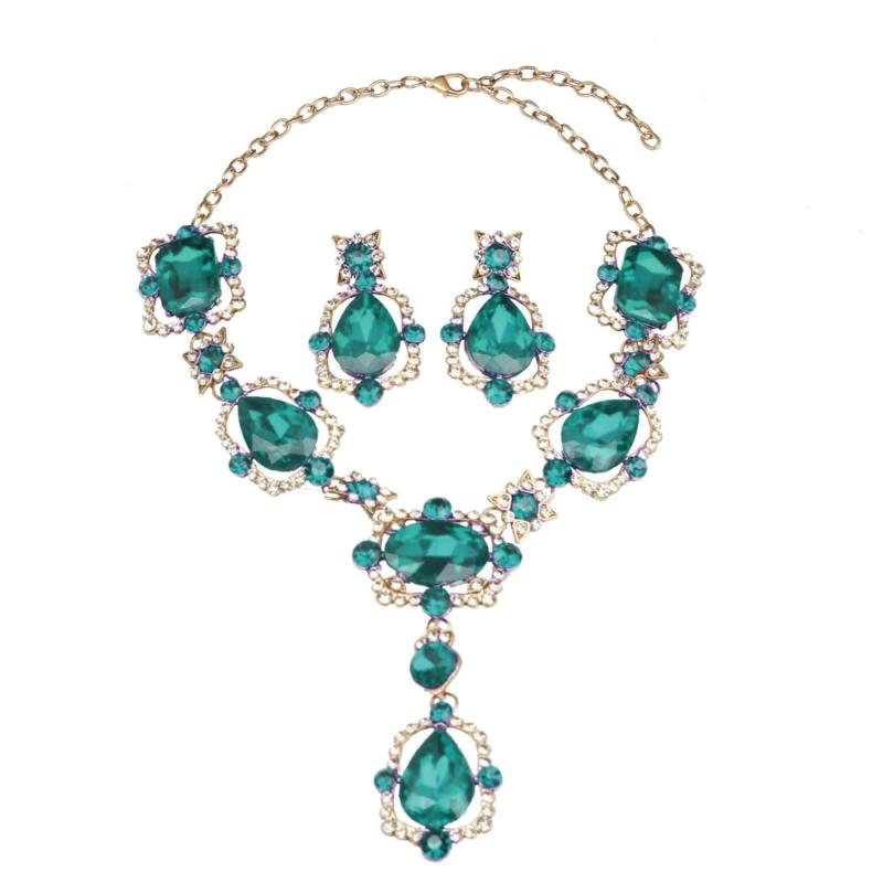 Elegant Crystal Gemstones Necklace And Earrings Set Sparkling Jewelry Set For Formal Occasions Featuring Vintage Designs