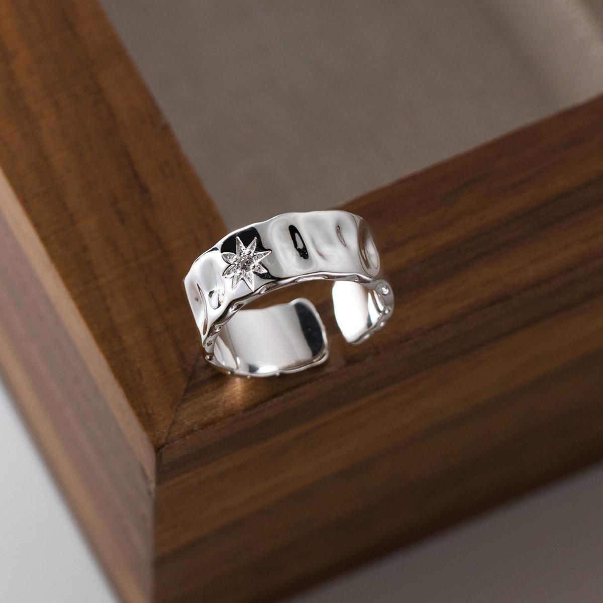 

925 Sterling Silver Star Zircon Adjustable Rings For Women Couple Wedding Engagement Luxury Jewelry Wholesale Accessories