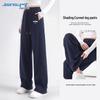 Jeanswest Women's High-Waisted Loose Fit Wide-Leg Casual Trousers