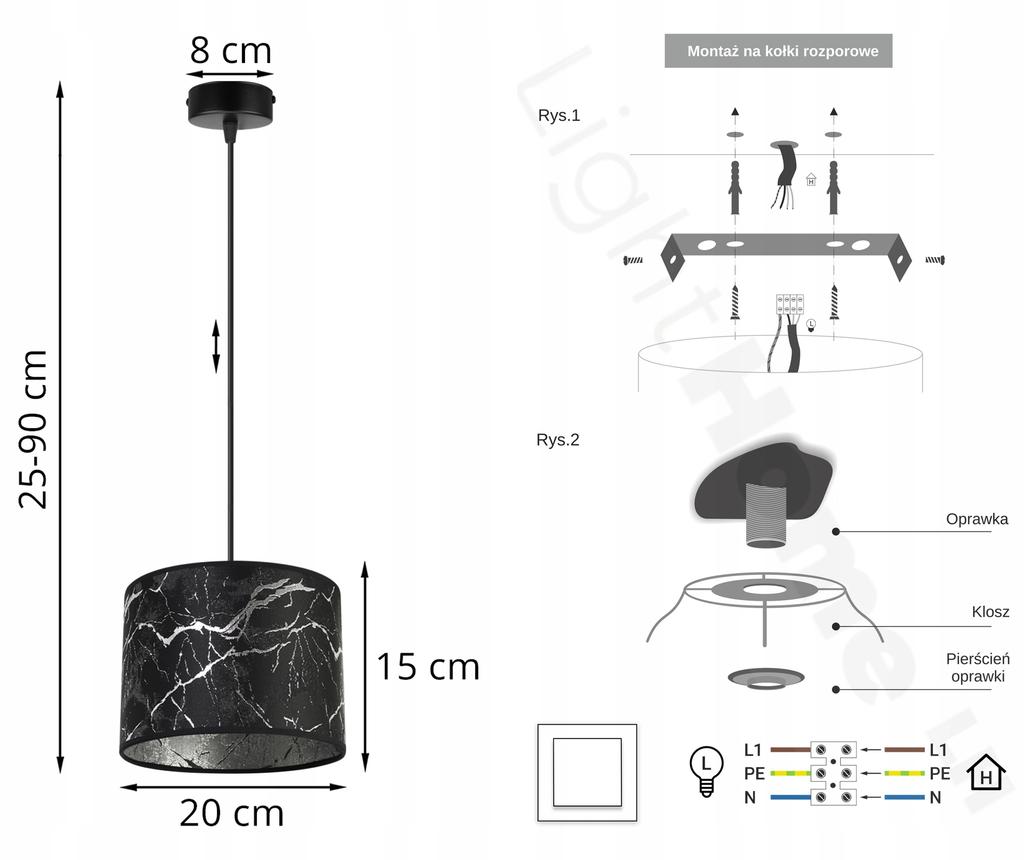 CEILING HANGING LAMP, SILVER MARBLE LAMPSHADE