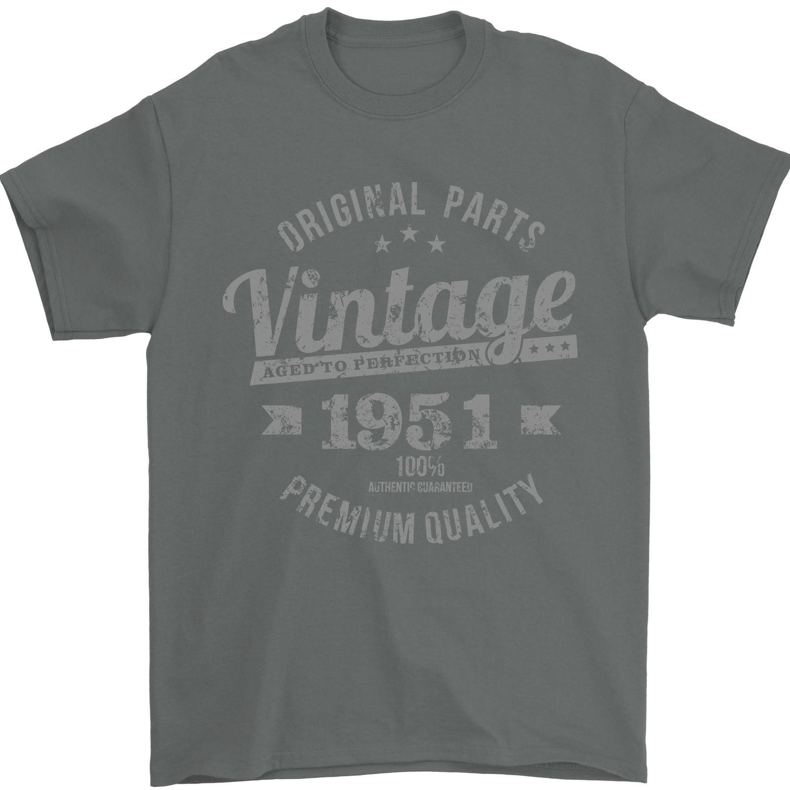 Vintage Year 75th Birthday 1951 Mens T-Shirt 100% Cotton Charcoal L