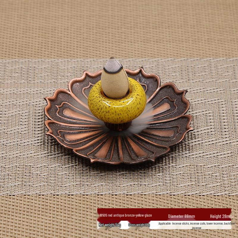 Japanese Glass Lotus Incense Holder: Dual-Use Aromatherapy & Backflow Burner