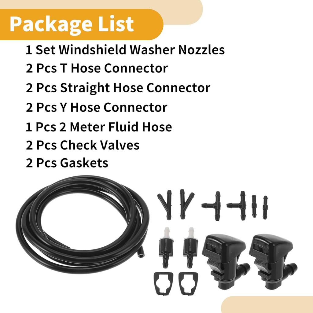 Windshield Washer Nozzle Kit for Ford Fiesta 11-22 No.8532126020 with Gaskets t Hose Connector,Straight Hose Connector,Y Hose Connector