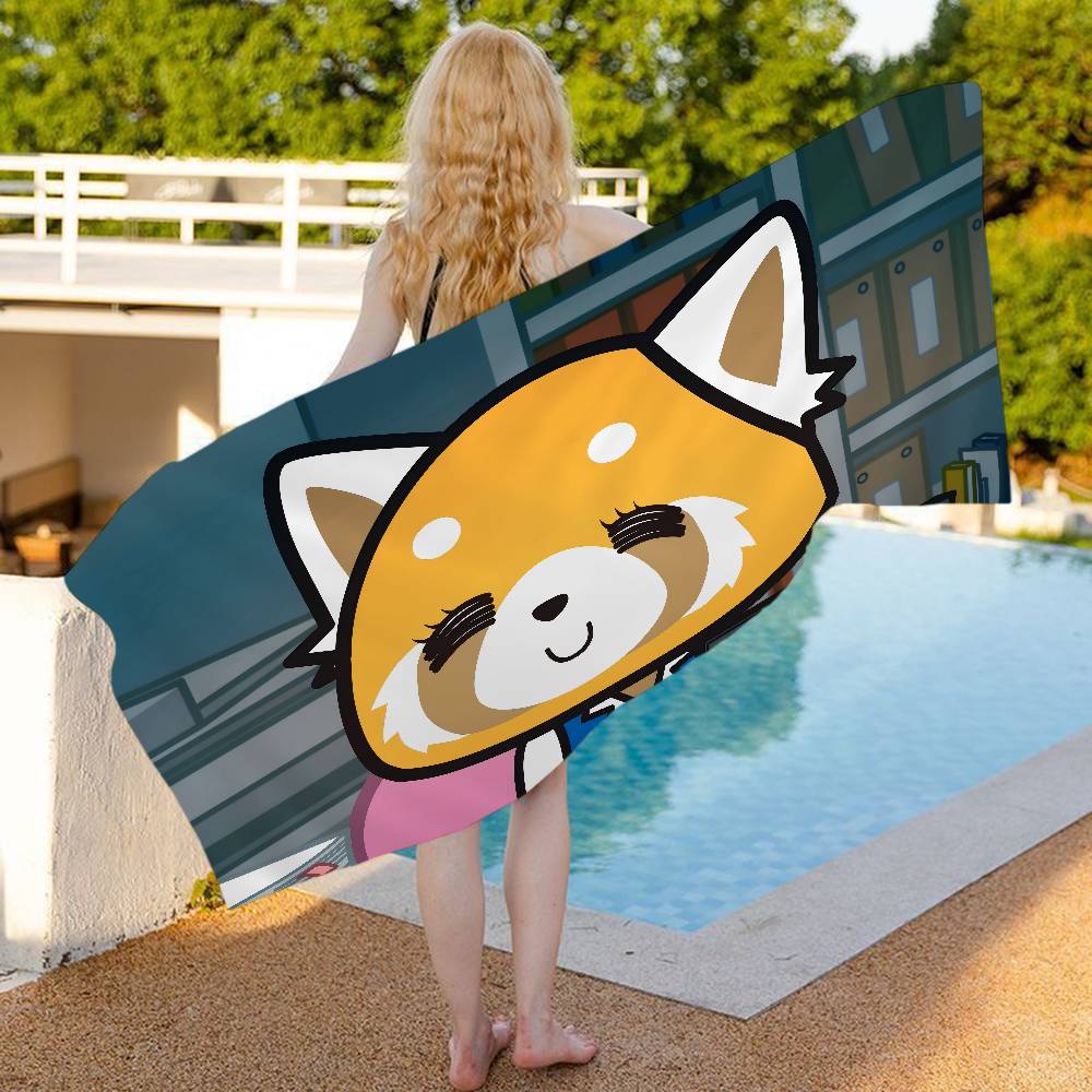 A-AggretsukoS Cartoon Microfiber Printed Beach Towel Mountain Climbing Yoga Beach Swimming Running Absorbent Soft Towel