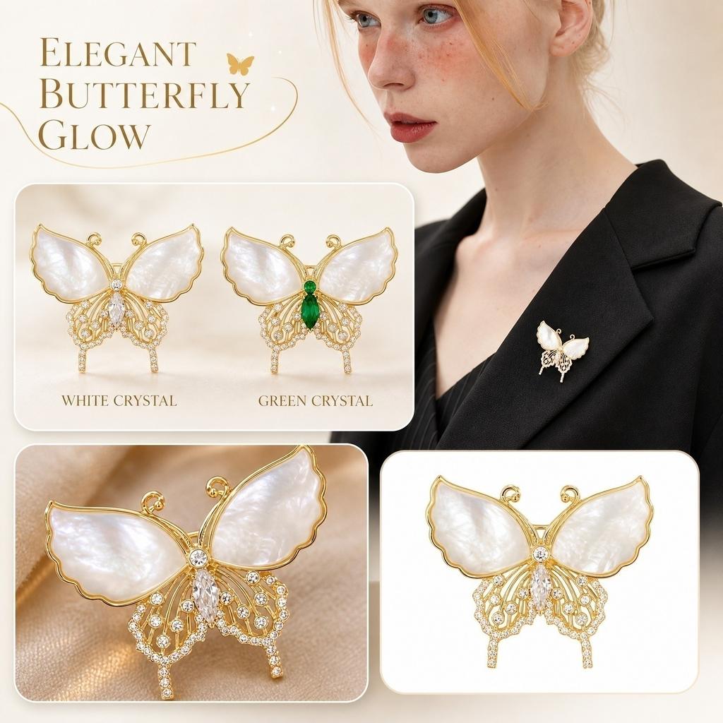 Vintage Style Butterfly Brooch Pin Elegant Design with Rhinestones and Pearl Inlay for Women Accessories Fashion Jewelry