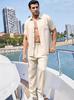 Men's Casual Cotton Linen Two-Piece: Short-Sleeve Shirt & Loose Trousers