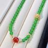 6Mm High Quality Ice-Permeable Imperial Green Natural Green Chalcedony Chalcedony Design Clavicle Chain Necklace