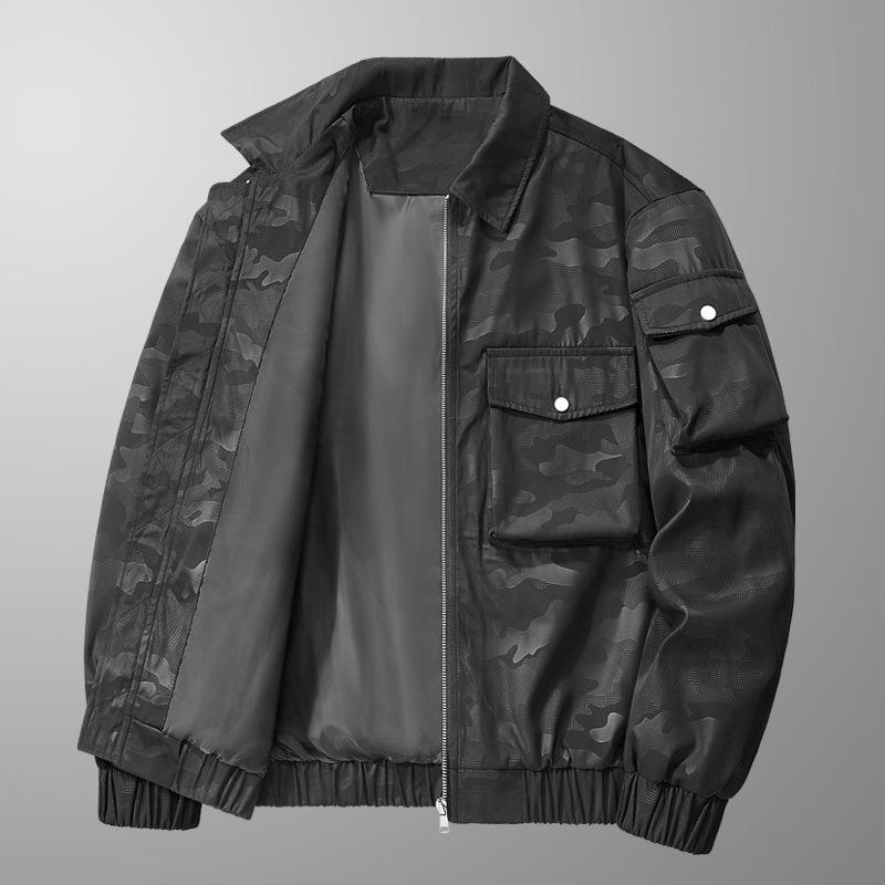Spring and Autumn Men's Casual Simple Tooling Zipper Retro Flying Suit Baseball Collar Camouflage Jacket Jacket Versatile Top