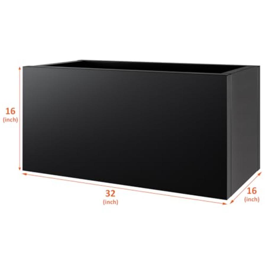 32x16x16 Large Metal Planter Box Heavy-Duty Rust Resistant Steel Planter with Drainage Hole Modern Rectangular Planter for Outd