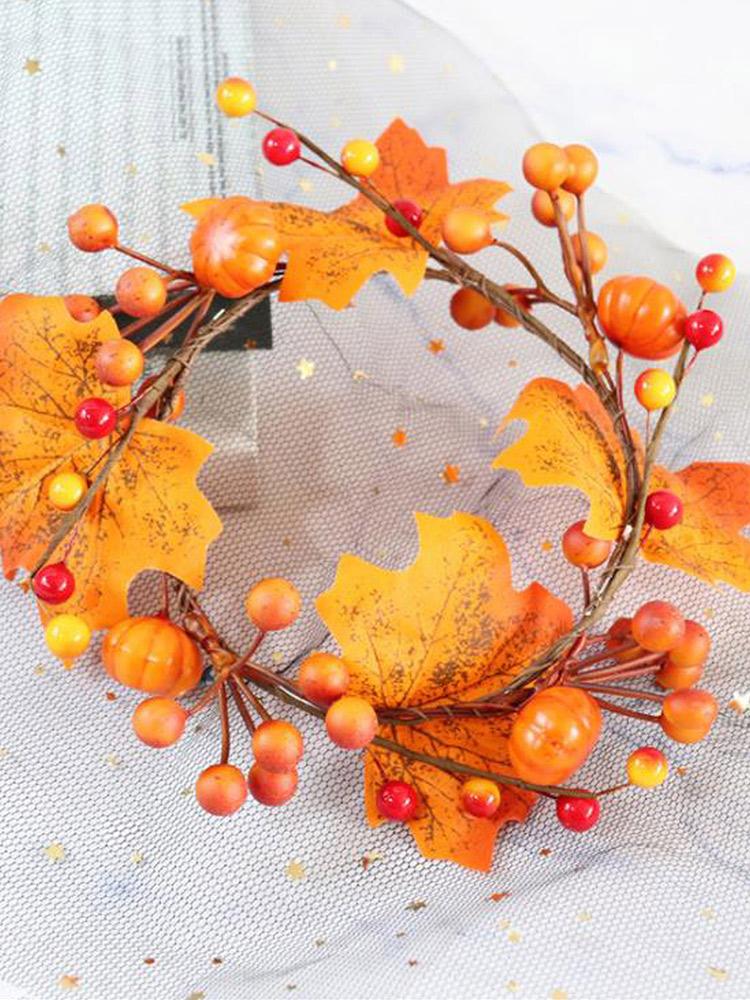 Harvest Festival Maple Leaf Wreath 12cm Inner Diameter Artificial Maple Leaf Candle Rings Wreath