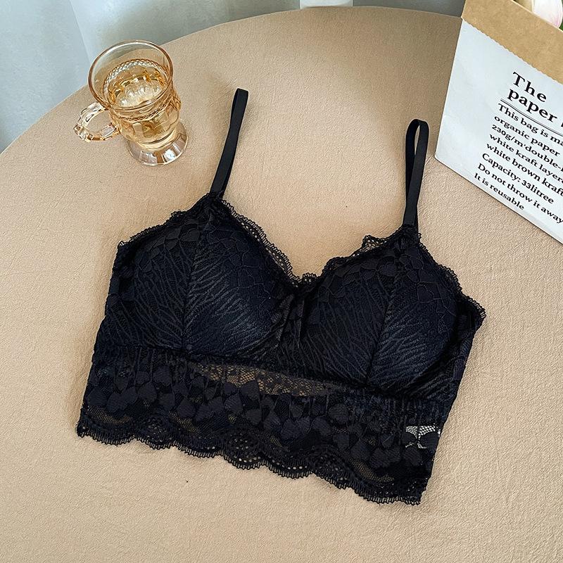 Peach Heart Lace Bandeau Camisole with Open Back and Anti-Exposure Design