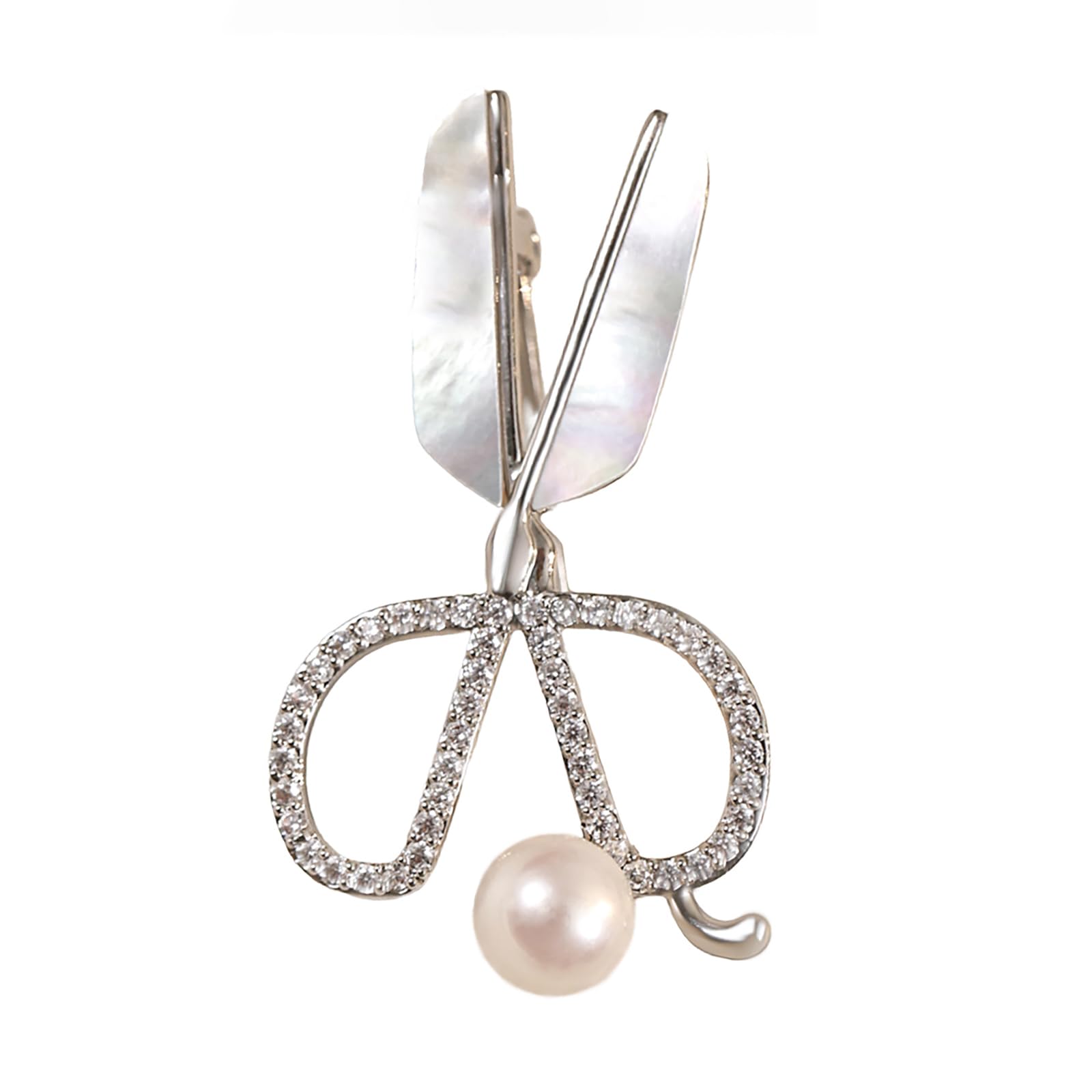 

Scissors motif natural freshwater pearl chest accessories [Orange Symbol] 8-9mm women s brooch, decoration, jewelry,