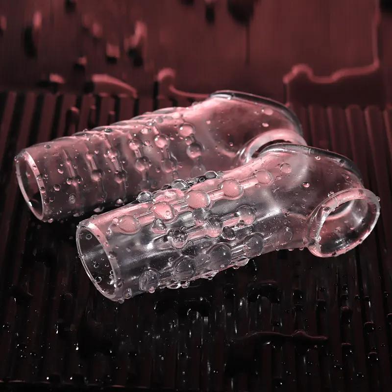 Reusable Penis Sleeve Cock Extender Condom Penis Cuff Thickened Testicle Ring Male Sex Toys