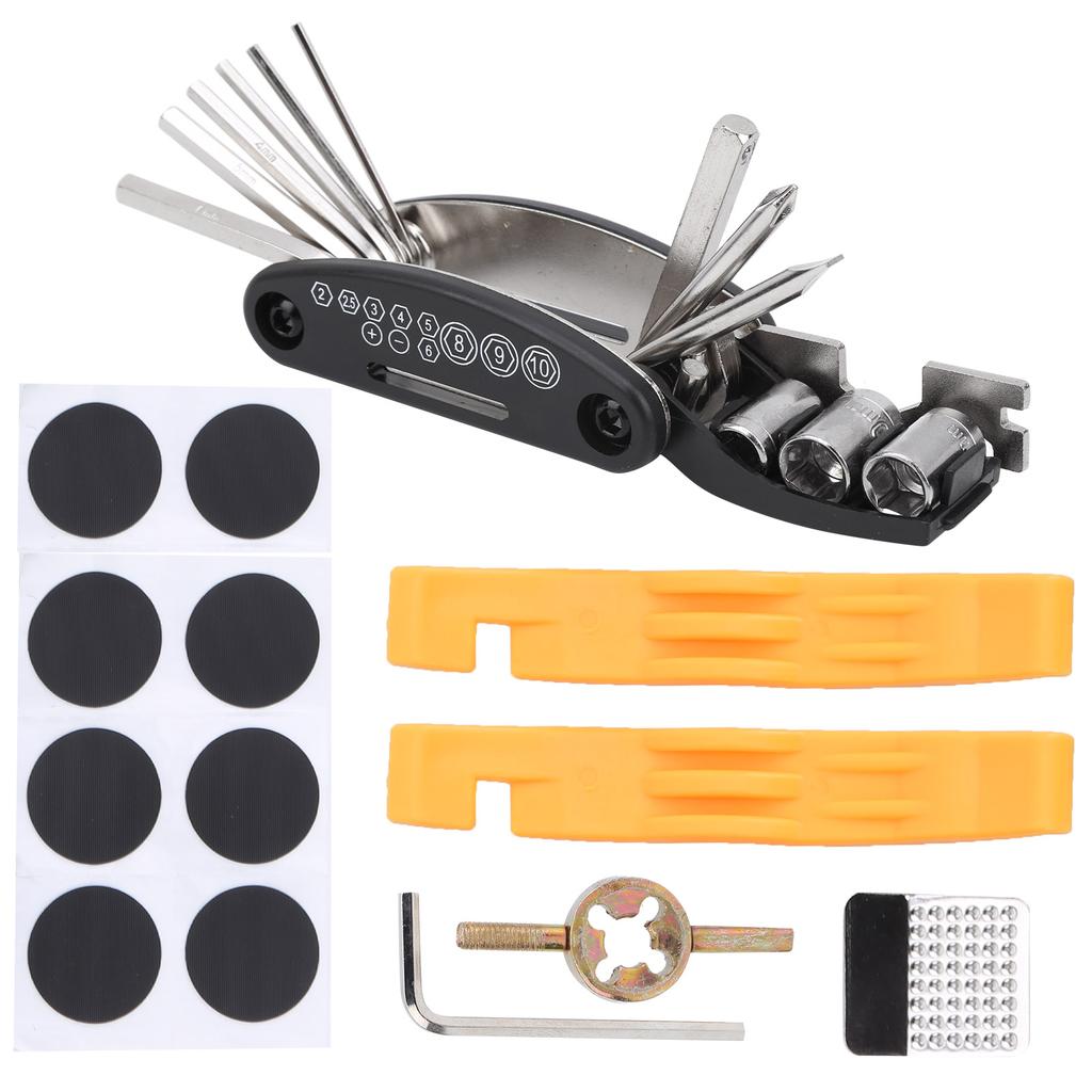 Bicycle 16 in 1 MultiFunctional Tyre Repair Tool Kit Bike Puncture Repair Tool with Bag