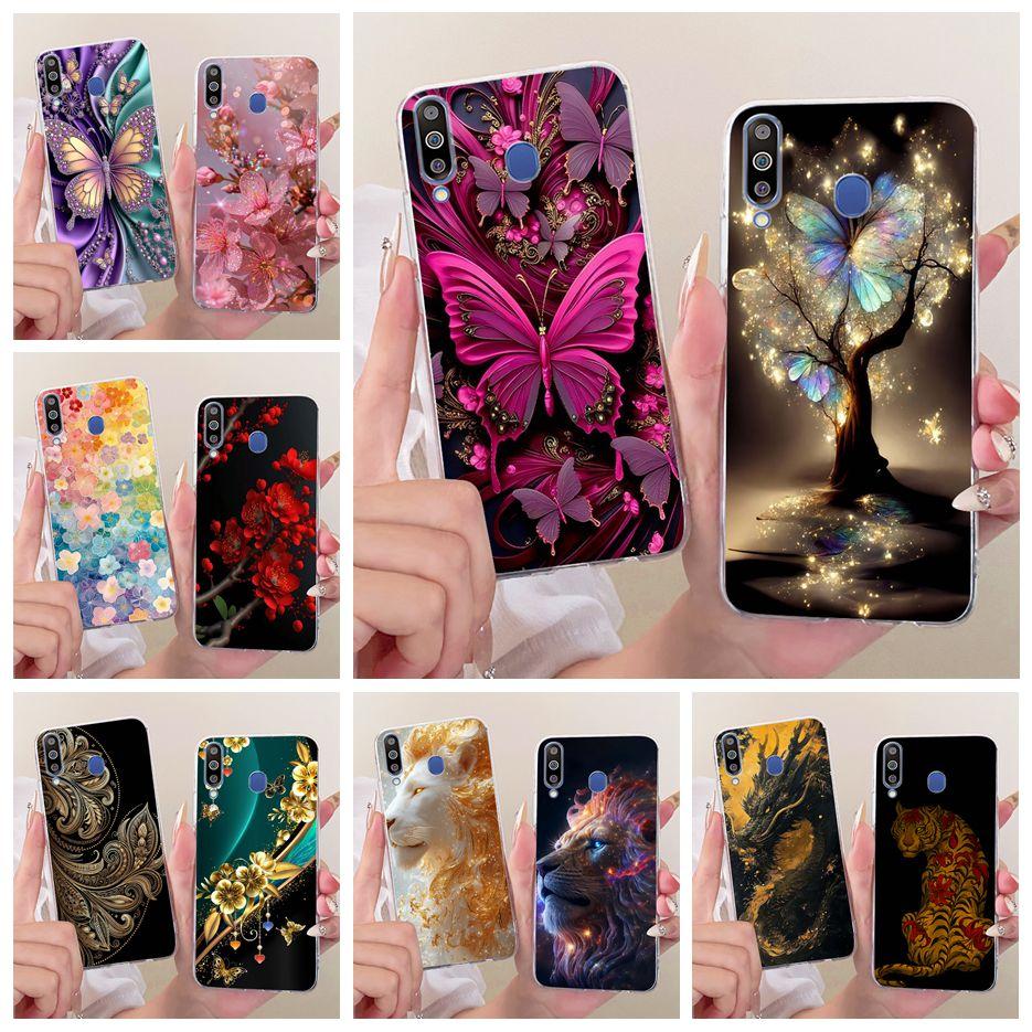 For Samsung Galaxy M10 M20 M30 Case Luxury Butterfly Tree Painted Cover Soft Slim Phone Case For Samsung M10 M20 M30 Fundas Bags