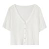 Women's Relaxed V-Neck Short Sleeve Knit Cardigan