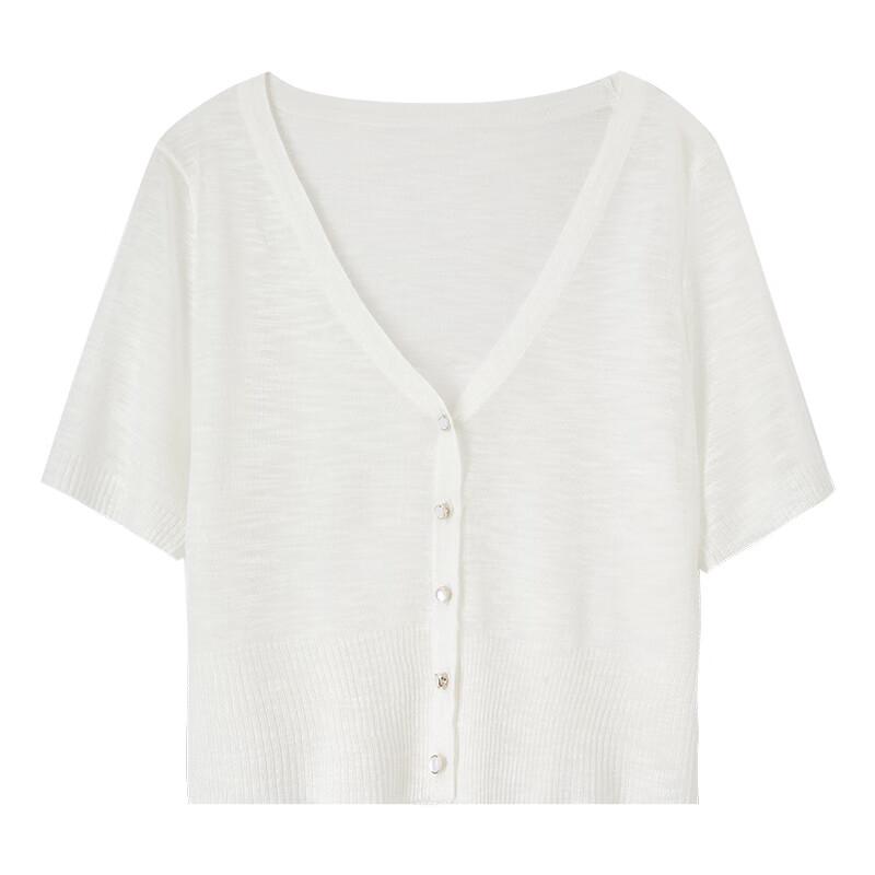 Women's Relaxed V-Neck Short Sleeve Knit Cardigan