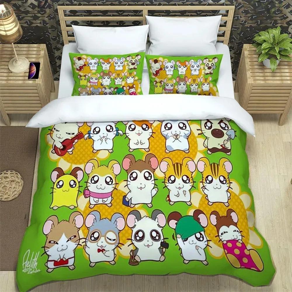 3D-Druck Cartoon Niedlich Hamtaro Bettwäsche-Set Bettbezug Kissen-Set Geburtstagsgeschenk Jungen Bettbezug Bettwäsche Heimtextilien