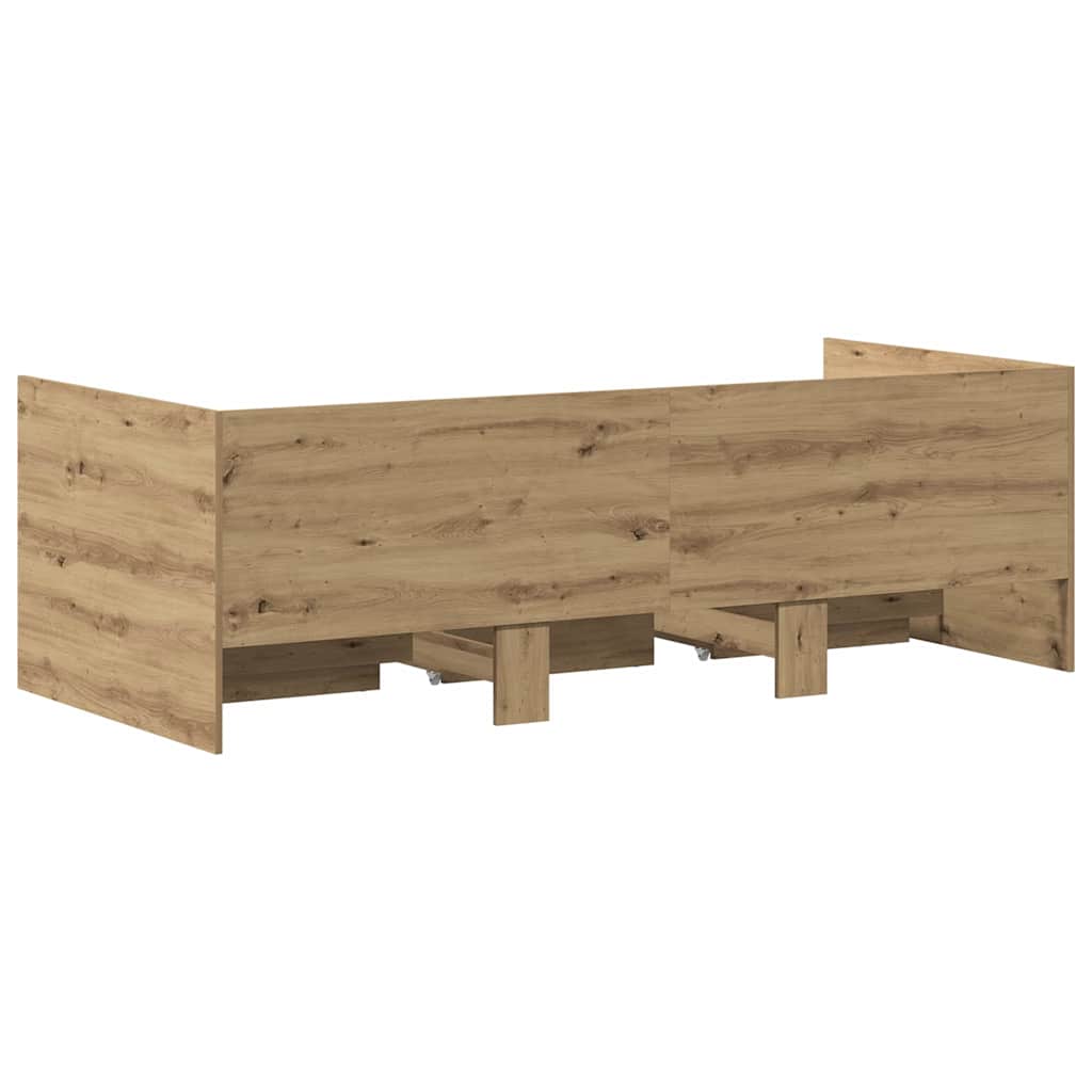 Daybed with Headboard Artisan Oak 90 x 200 cm Wood Based Panel