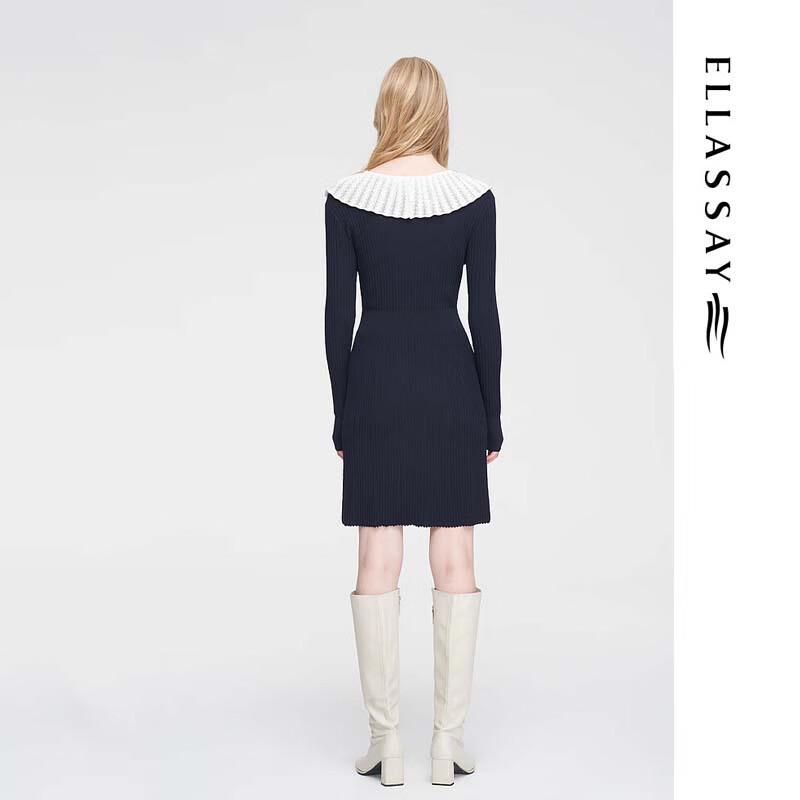 ELLASSAY Hepburn Style Color-block Knit Dress