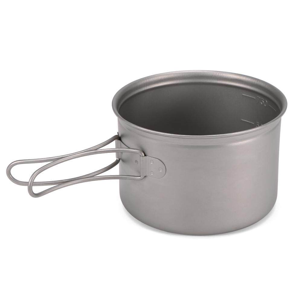 Camping Titanium Cookware Set 1000ml 750ml Pot Pan Spoon Set for Outdoor Camping Hiking Backpacking Picnic Cooking