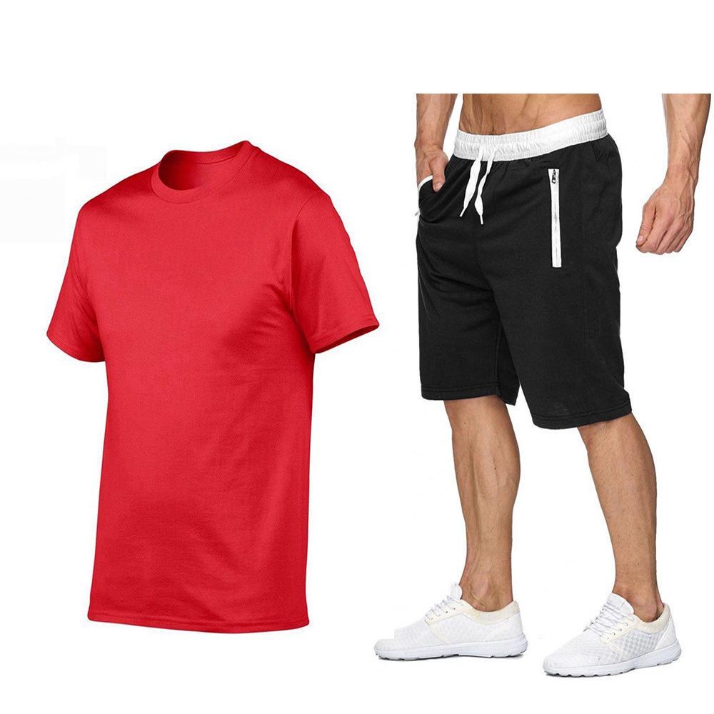 Men's Summer Fashion Solid Color T-shirt and Shorts Set - Short Sleeve Hot Seller