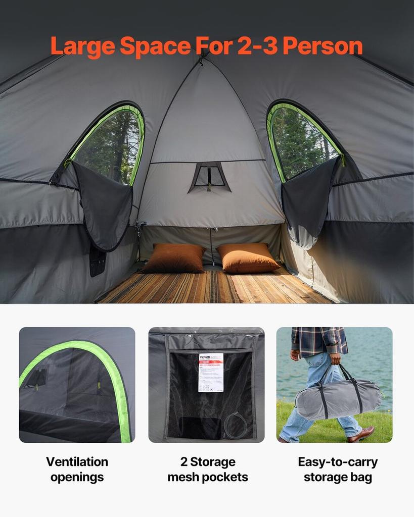 Truck Tent 8.0-8.2ft Waterproof PU2000 Truck Bed Camping Tent 2-3 Person