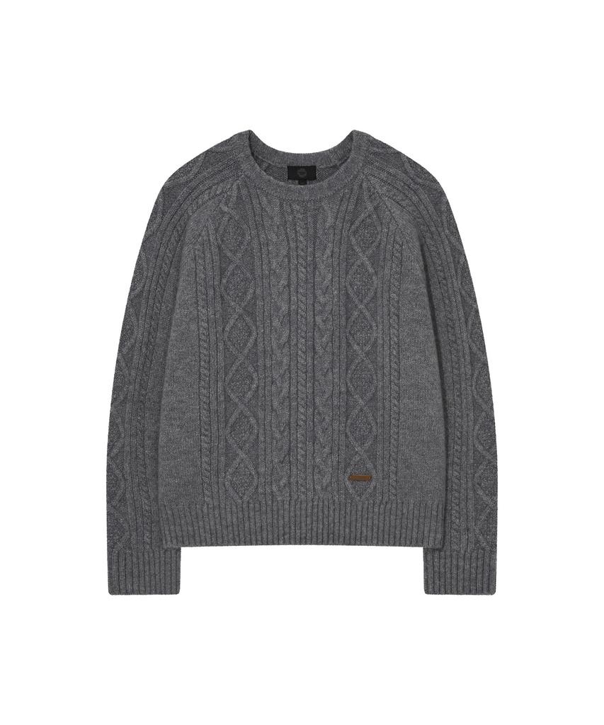COVERNAT WOMAN Wool Blend Cable Knit Dusty Blue