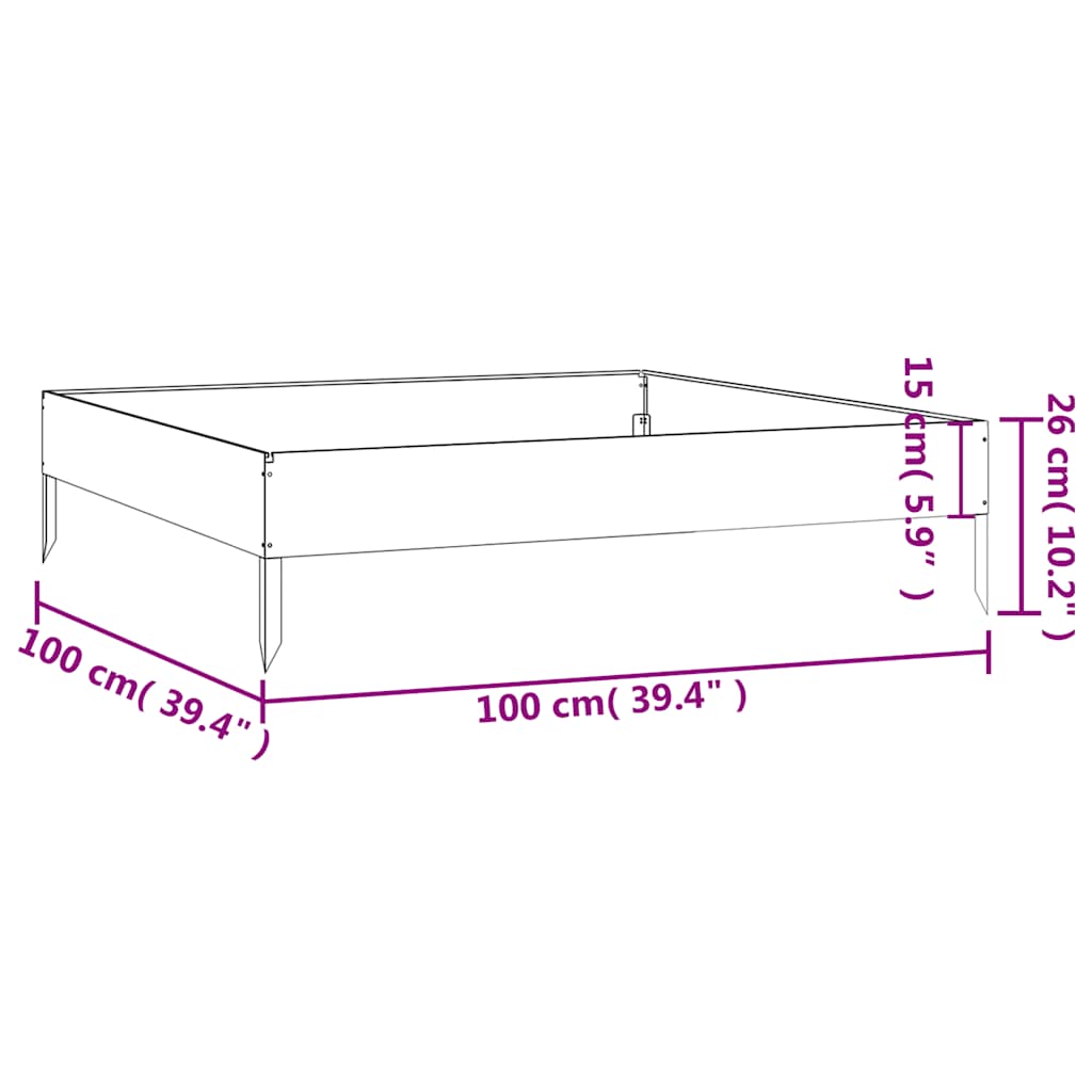Raised Garden Bed 100 x 100 x 26 cm Corten Steel