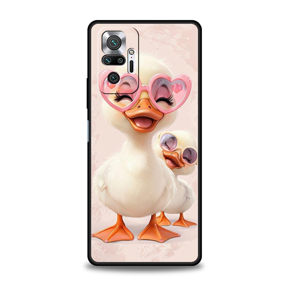 Cartoon Duck Phone Case Cover for Redmi 14C 10C Note 15 14 13 12 10 11 K40 Pro Plus 5G Shockproof Soft TPU Shell Fundas Capas