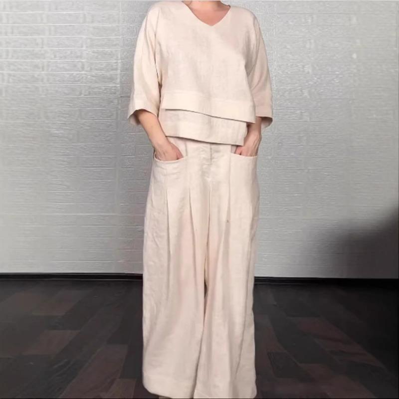 

Женский Повседневный Свободный Необычный Комплект Топ Весна Лето Мода Карман Брюки Клеш для Женщин Офисный Комплект из 2 предметов XL абрикосовый