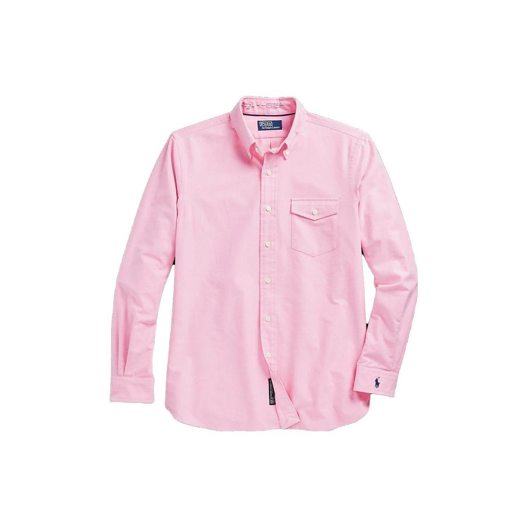 Polo Ralph Lauren Solid Color Long Sleeve Button Down Shirt With Chest Pocket Unisex Shirts Pink MNPOWOV16822179-650