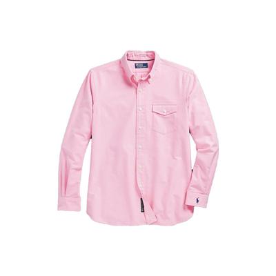 Polo Solid Color Long Sleeve Button Down Shirt With Chest Pocket Unisex Shirts Pink MNPOWOV16822179-650
