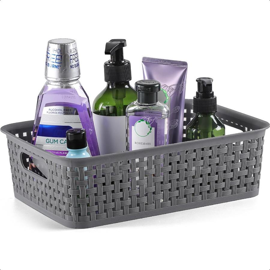 

Пластиковые корзины для хранения 8 штук серые прочные простые в использовании гибкие многоцелевые идеально подходят для шкафов полок столешниц United States