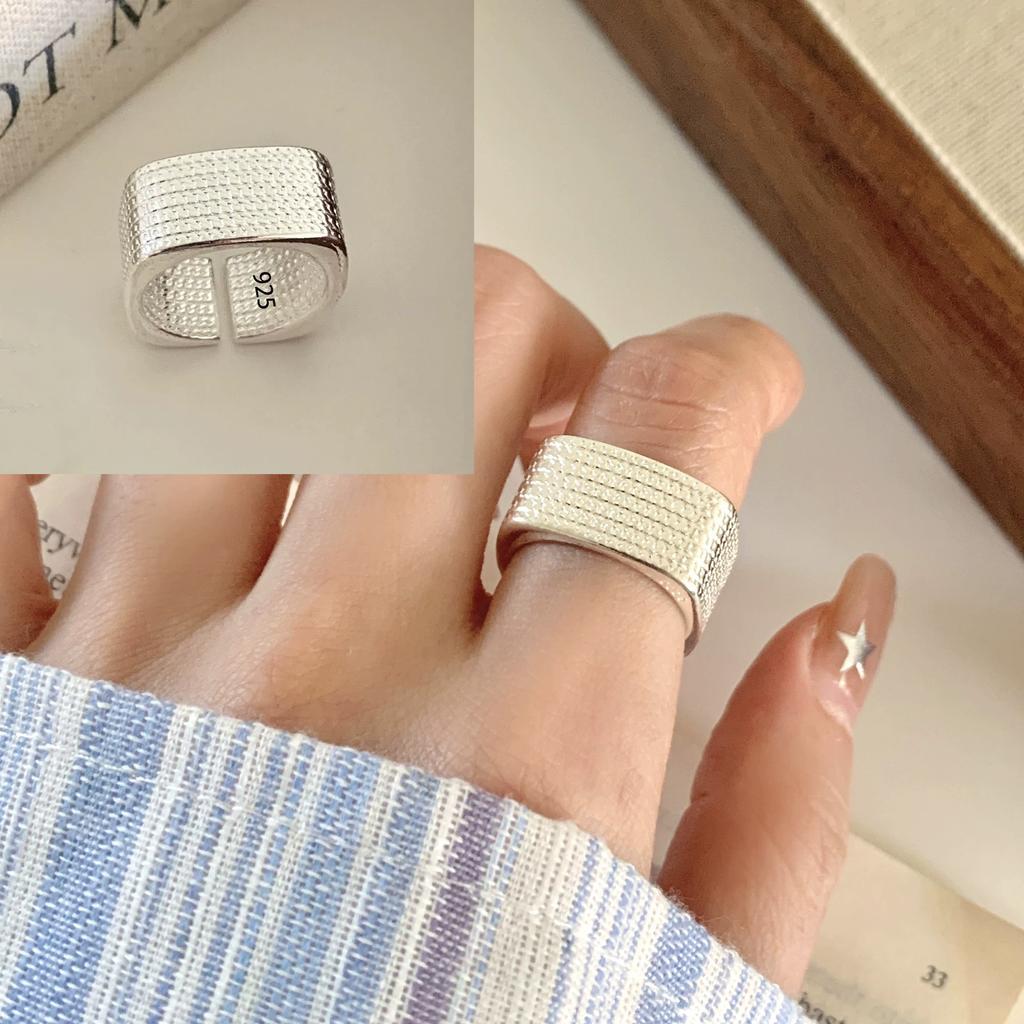 PANJBJ 925 Silver Stars Ring For Women Blue Crystal Opening Sweet Romance Irregular Versatile Jewelry Gift
