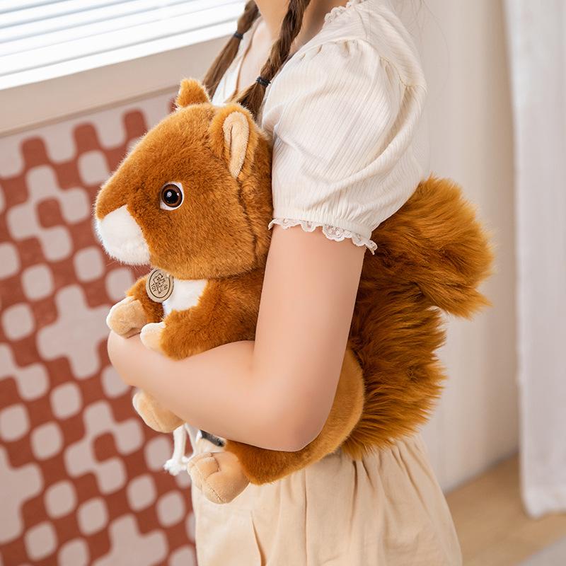 3 Style Wild World Animal Super Lifelike Squirrel Plushie Toy Stuffed Simulation Fluffy Hair Big Umbrella Tail Animal Plush Gift