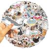 50 Cartoon Watercolor Cat Doodle Stickers Decorate Guitar Notebook Suitcase DIY