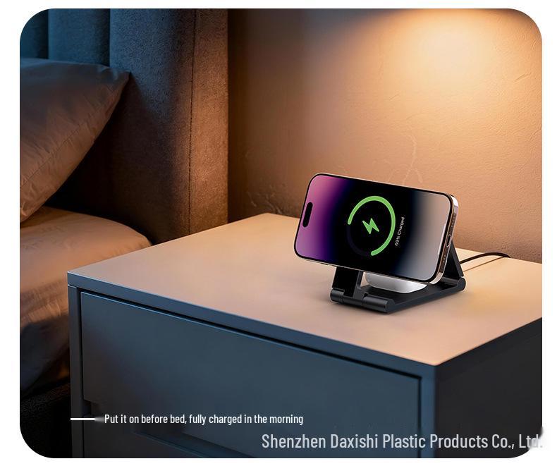 3-in-1 Foldable Wireless Magnetic Charger Stand for iPhone, Earbuds, and Watch - 15W Portable