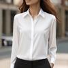 Damen Langarm Bluse Umlegekragen Elegant Pendler Einfarbig Satin Hemd Normale Passform Büro Tägliches Oberteil