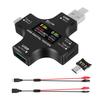USB C Tester,2 In 1 Type C USB Tester Color Screen IPS Digital Multimeter,Voltage,Current,Power,Resistance,Temperature,with Clip