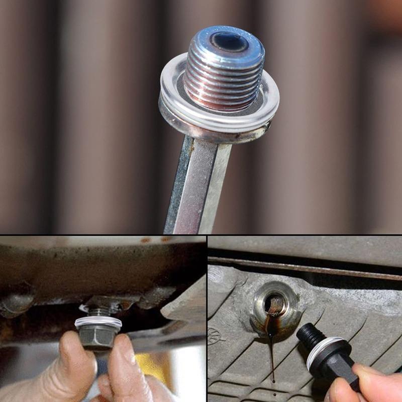 100-10pcs Car Oil Pan Drain Gasket Drainage Bolt Pad Oil Drain Plug Gasket Replaceable Accessories for Hyundai Volvo Mitsubishi