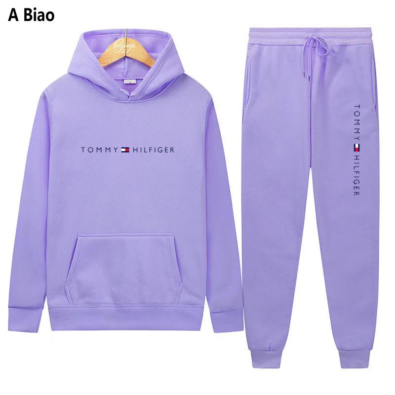Unisex Spring/Autumn Hooded Fleece Set - Loose Fit, Casual Print Sweatshirt