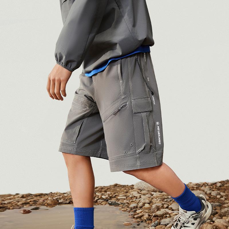 Li Ning CF Reflective Color Block Straight Leg Woven Sports Shorts Men Shorts AKSU647-2