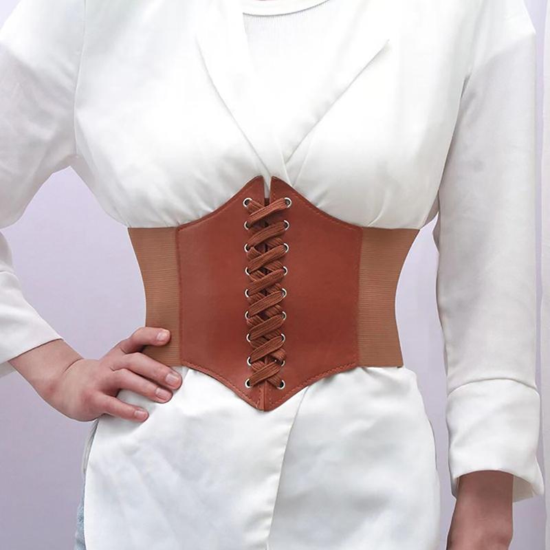 Corset de damă centură gotică din piele PU pentru femei corset cu șireturi centuri de slăbire talie corset vintage curea neagră lată pentru fată