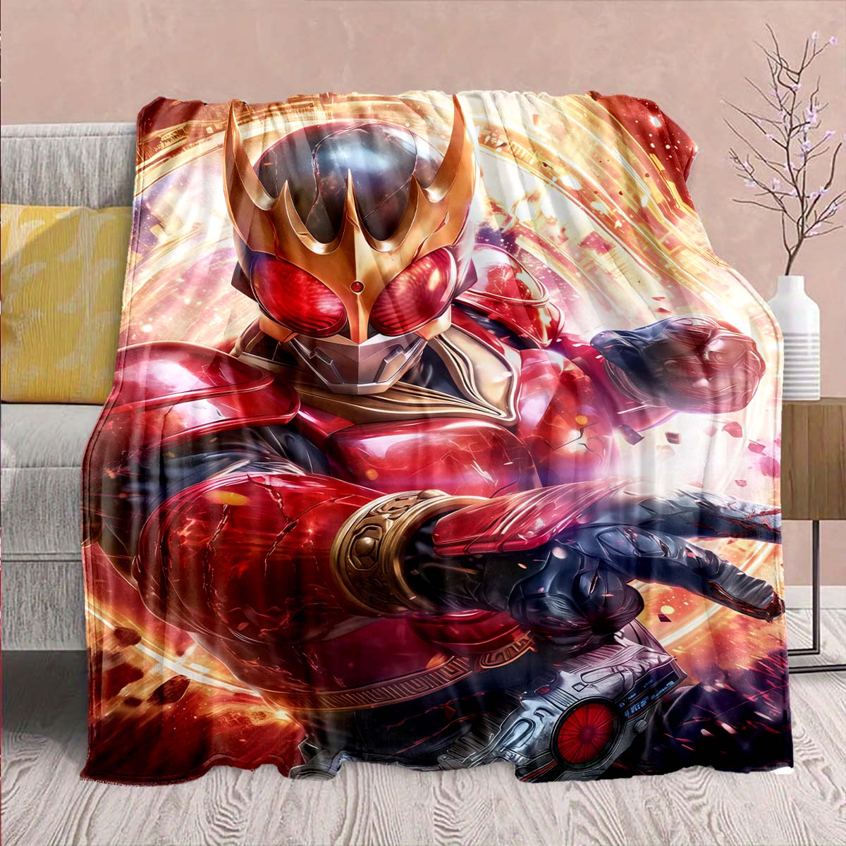 

Kamen Rider Anime Flannel Blanket – Soft, Warm, Perfect for Sofas, Bedding, Camping, Travel, Office, and Home Decor – QJY 75x90cm